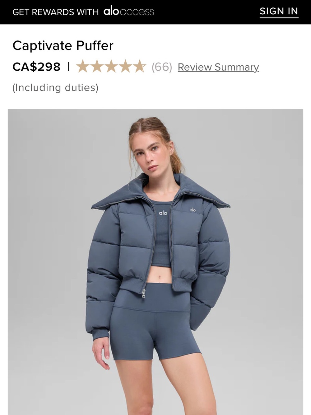 ALO Yoga Captivate Puffer Jacket - Slate